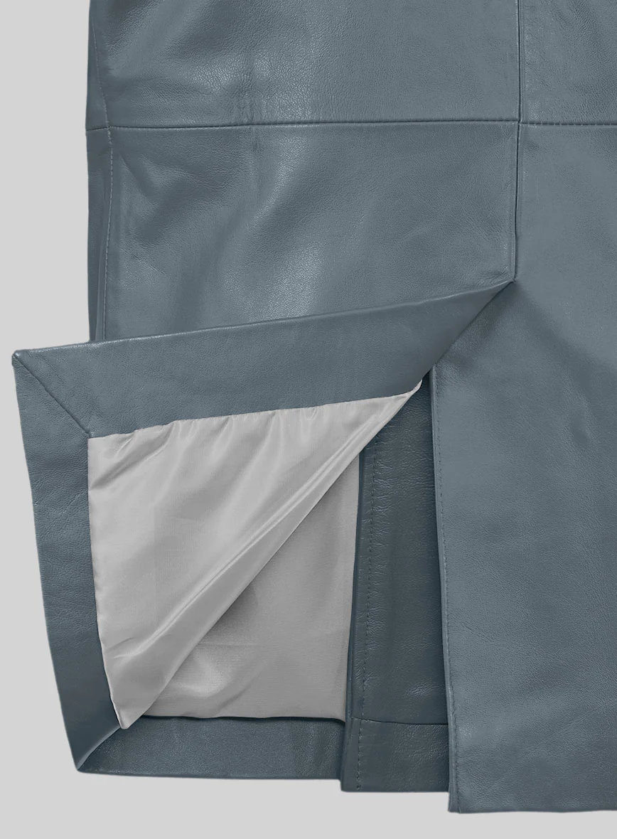 Soft Sherpa Gray Leather Pea Coat - Image 4