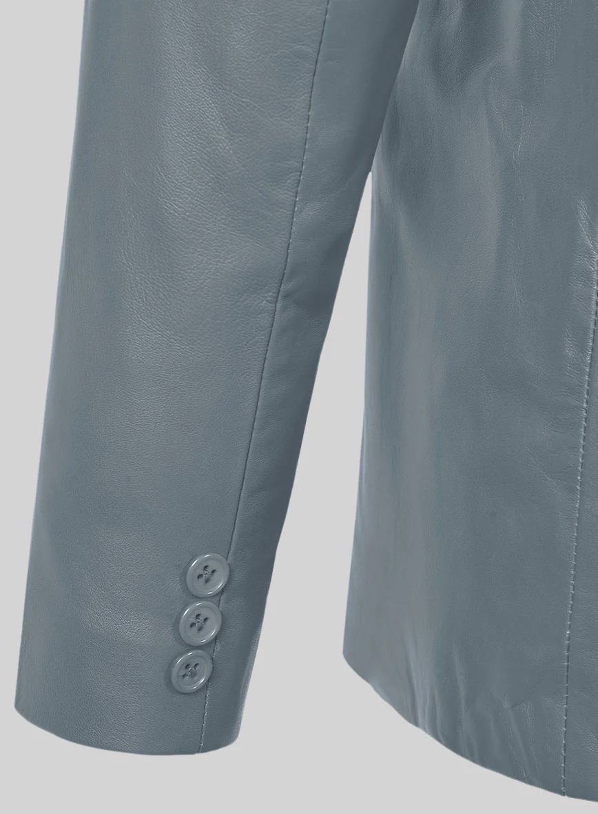 Soft Sherpa Gray Leather Pea Coat - Image 5