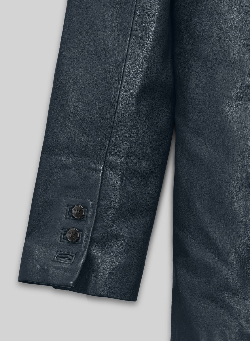 Soft Winsor Blue Washed & Wax Leather Blazer - Image 4