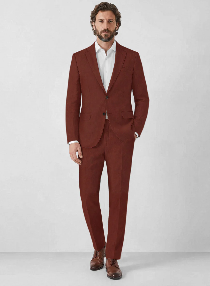 Solbiati Art Du Lin Auburn Linen Suit