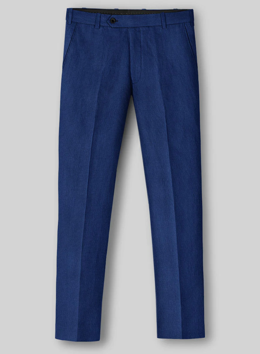 Solbiati Art Du Lin Cobalt Blue Linen Pants - Image 2