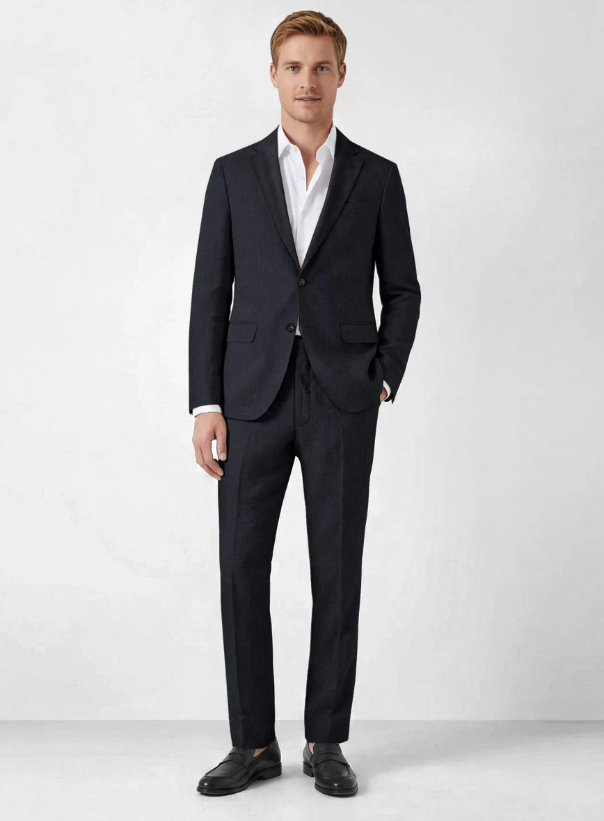 Solbiati Art Du Lin Dark Blue Linen Suit