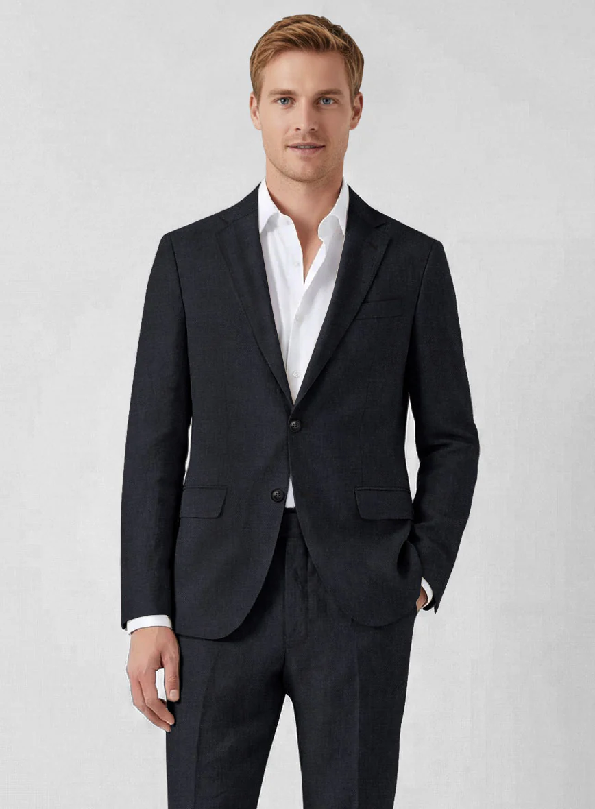 Solbiati Art Du Lin Dark Blue Linen Suit - Image 3