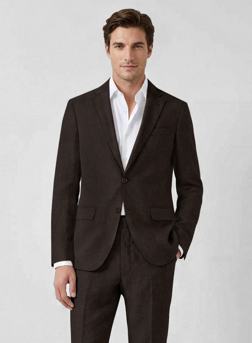 Solbiati Art Du Lin Dark Brown Linen Jacket - Image 2