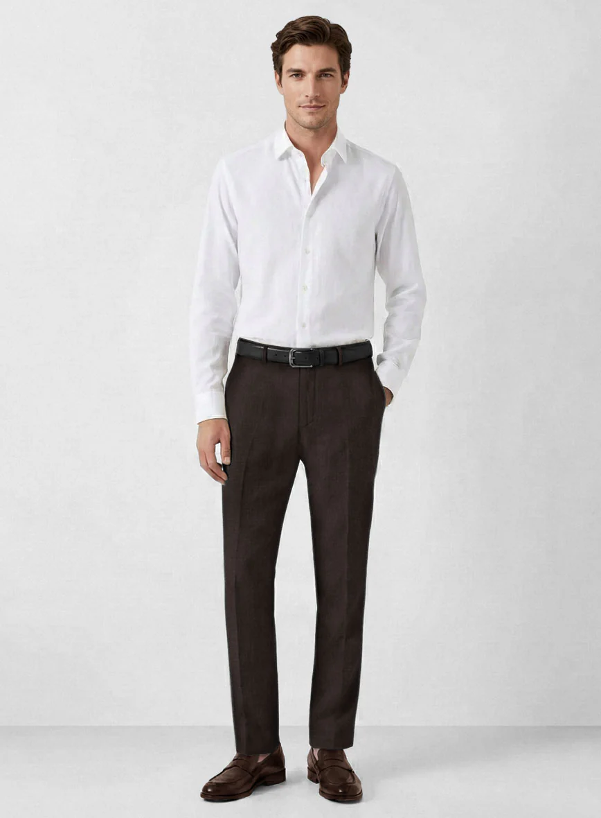 Solbiati Art Du Lin Dark Brown Linen Pants - Image 3