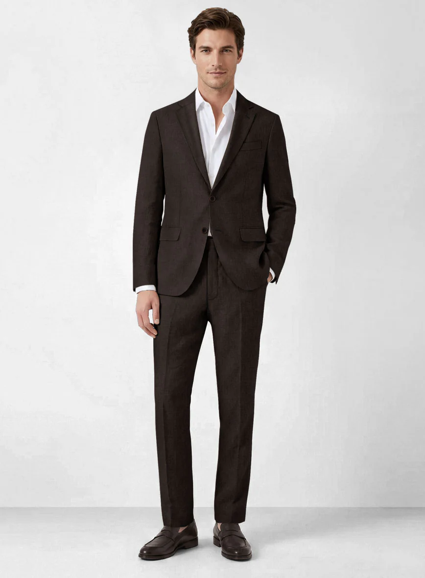 Solbiati Art Du Lin Dark Brown Linen Suit