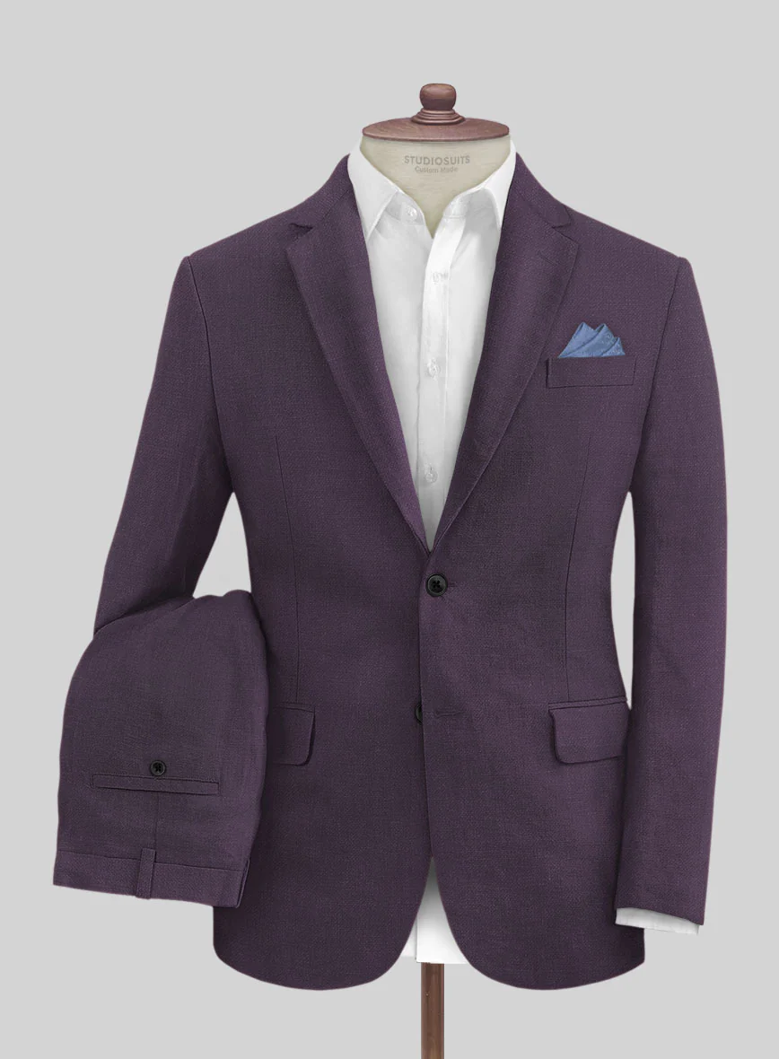 Solbiati Art Du Lin Dark Lavender Linen Suit - Image 2
