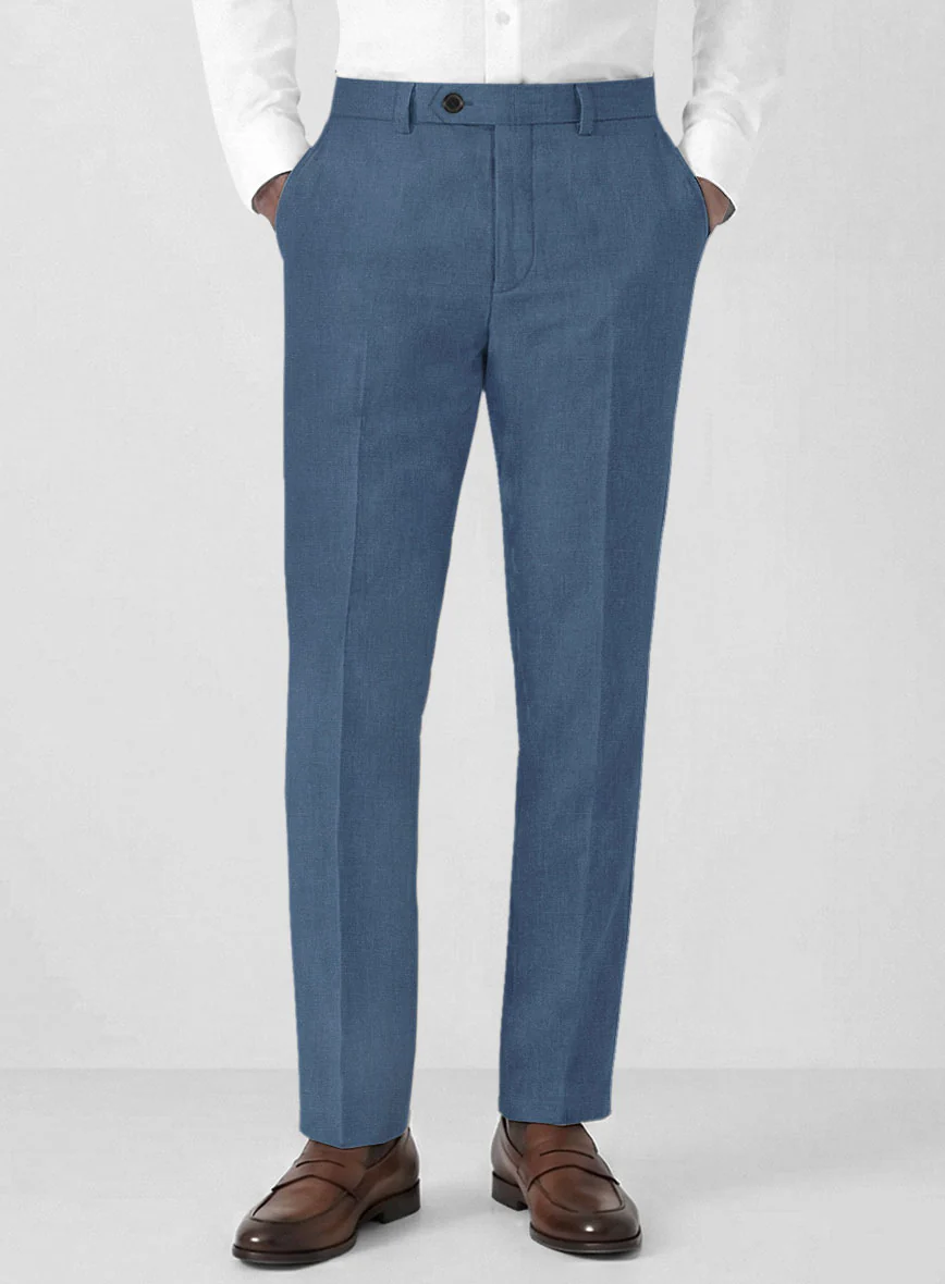 Solbiati Art Du Lin Dark Pastel Blue Linen Pants