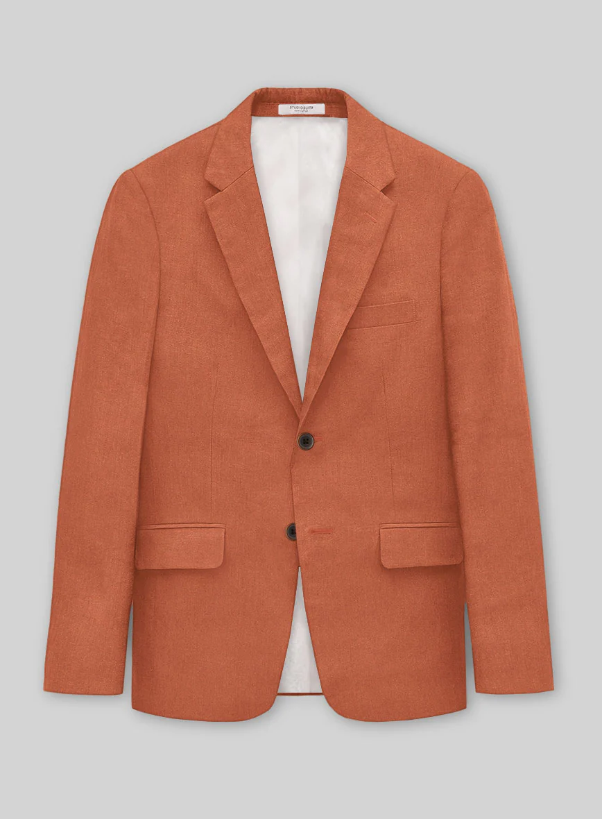 Solbiati Art Du Lin Deep Orange Linen Suit - Image 4