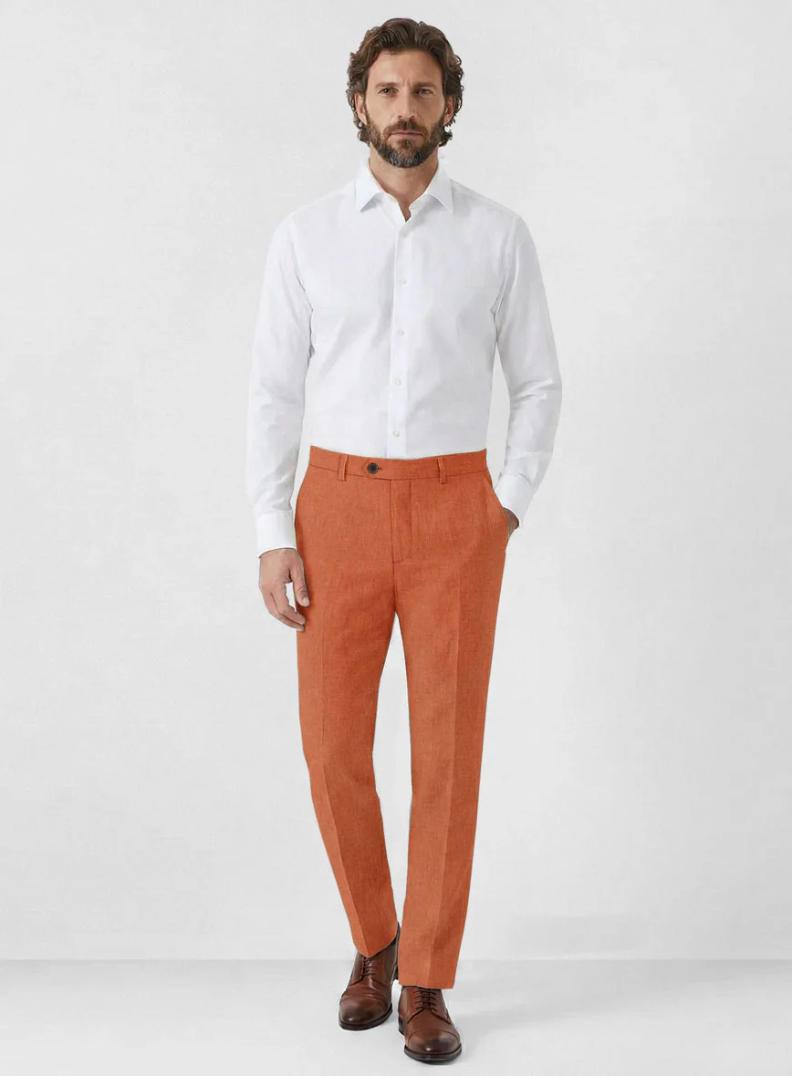 Solbiati Art Du Lin Deep Orange Linen Suit - Image 7