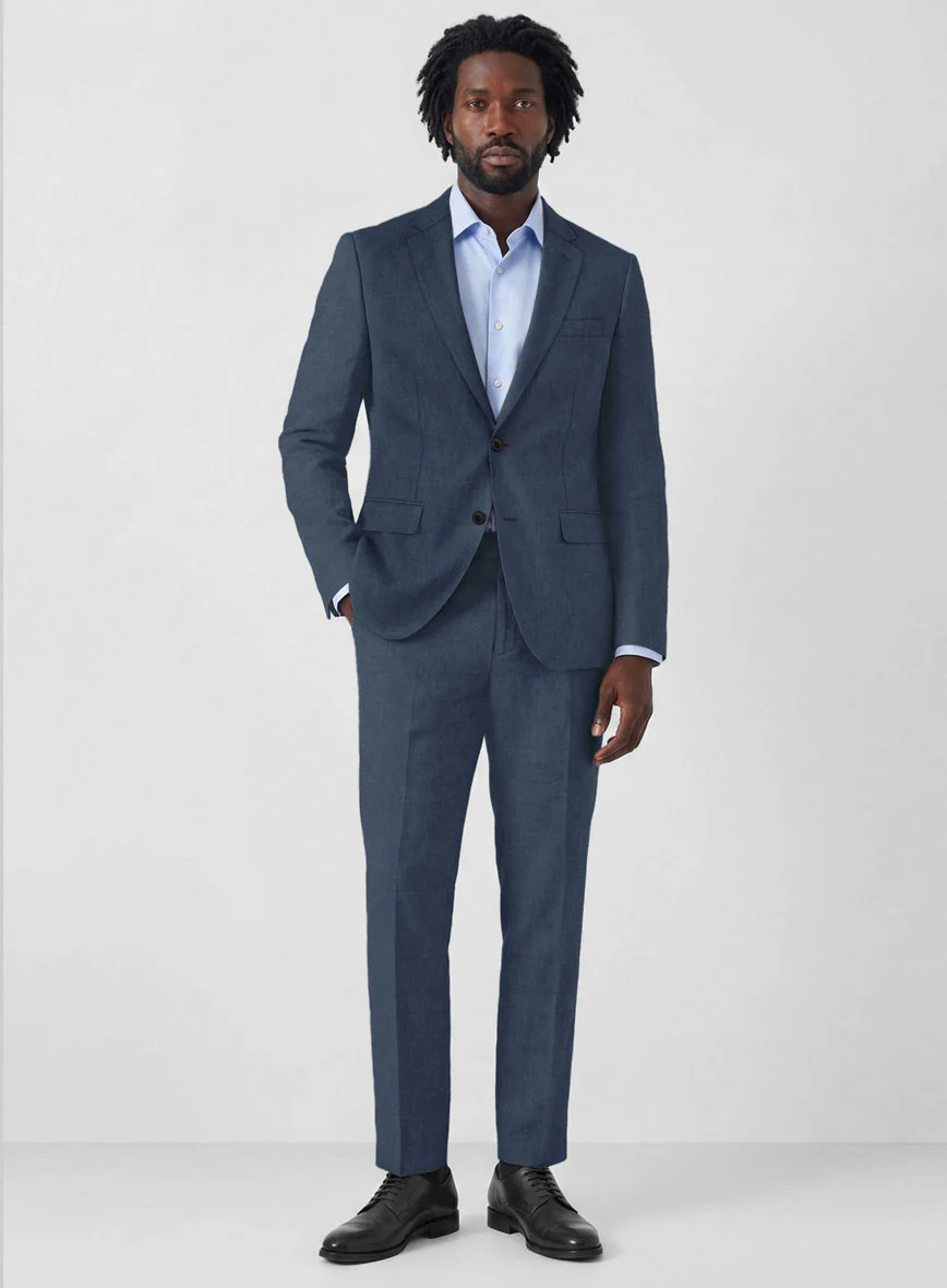 Solbiati Art Du Lin Ebony Blue Linen Suit