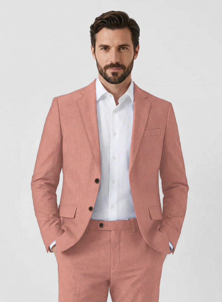 Solbiati Art Du Lin Light Melon Linen Suit - Image 3