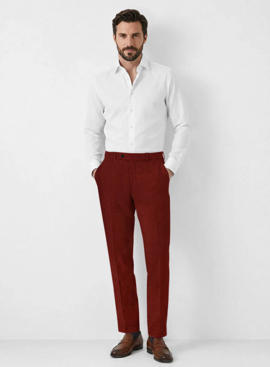 Solbiati Art Du Lin Rustic Red Linen Pants - Image 3