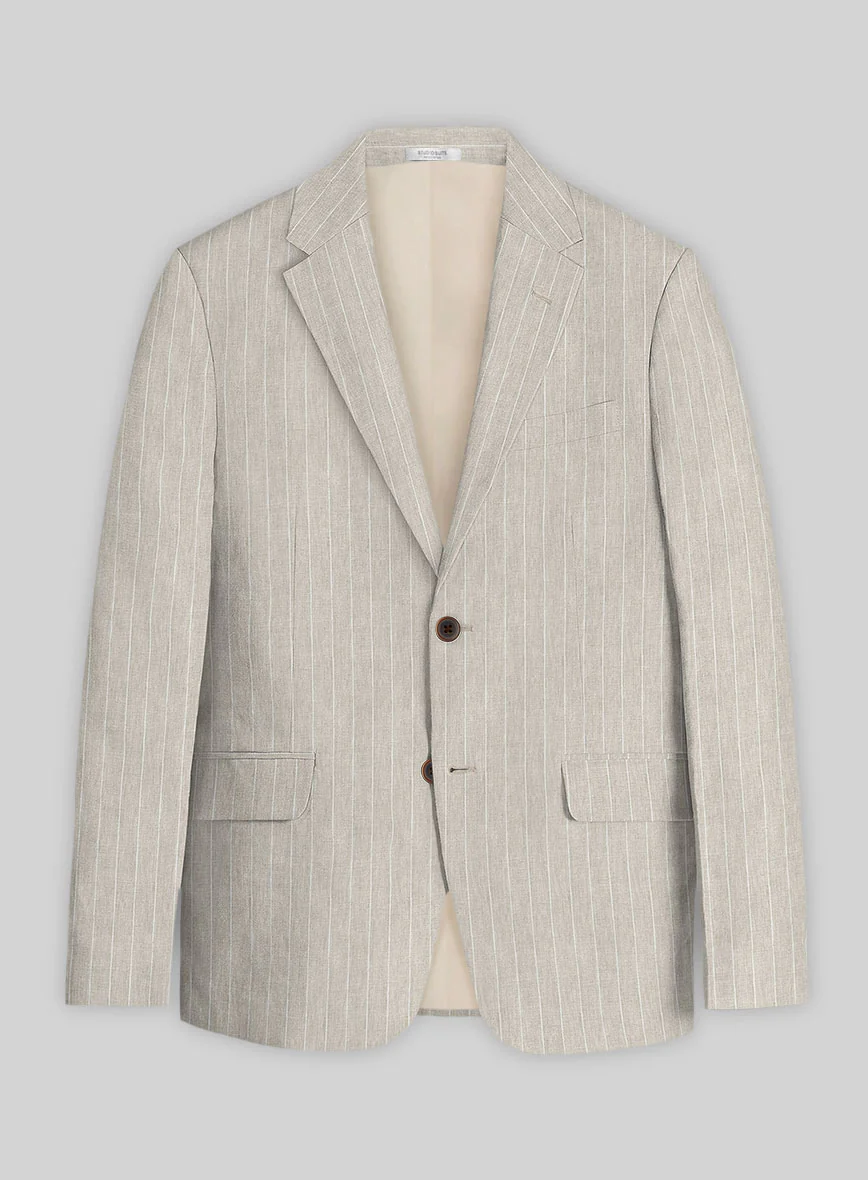 Solbiati Barn Beige Stripe Linen Jacket