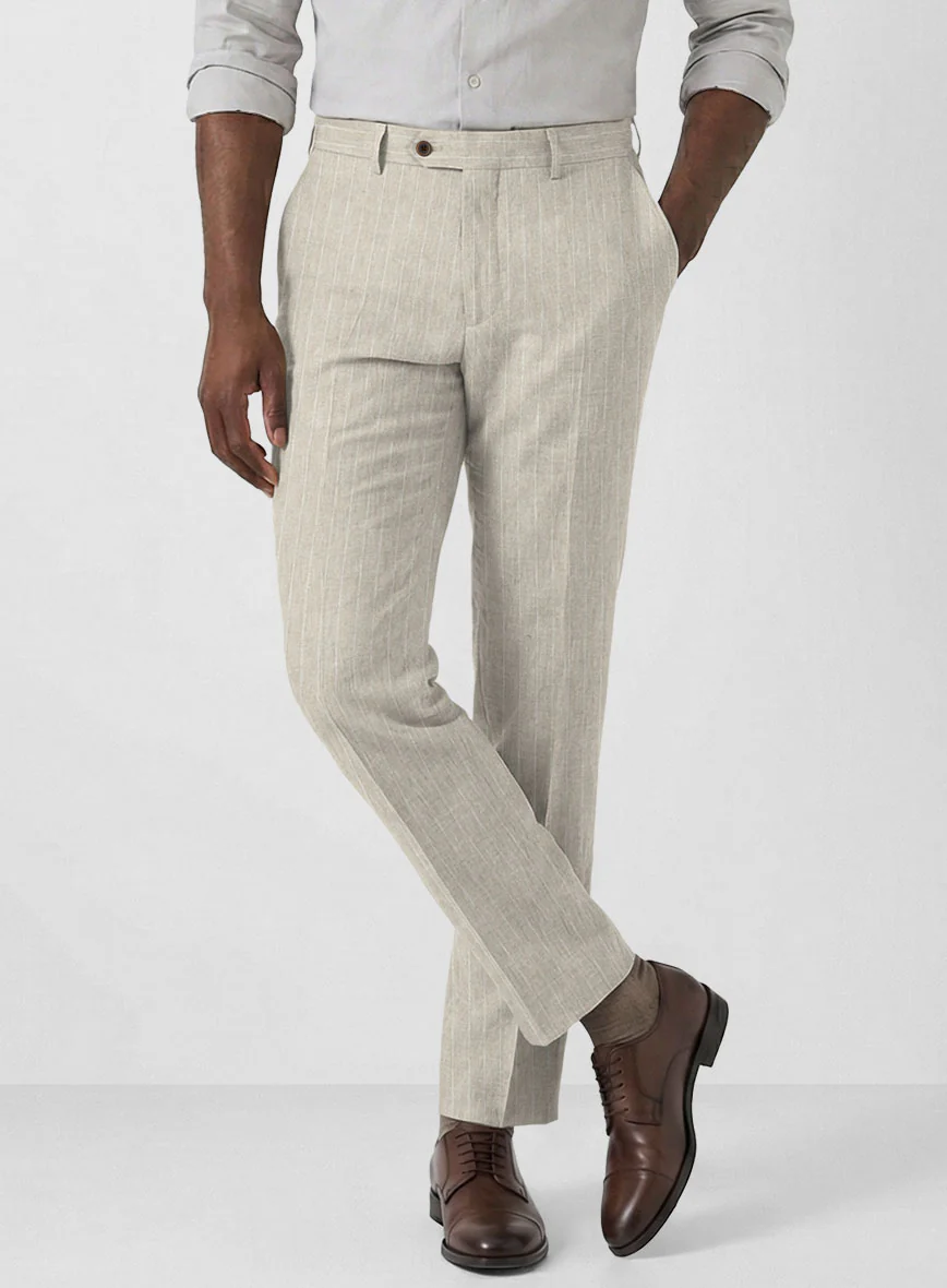 Solbiati Barn Beige Stripe Linen Pants