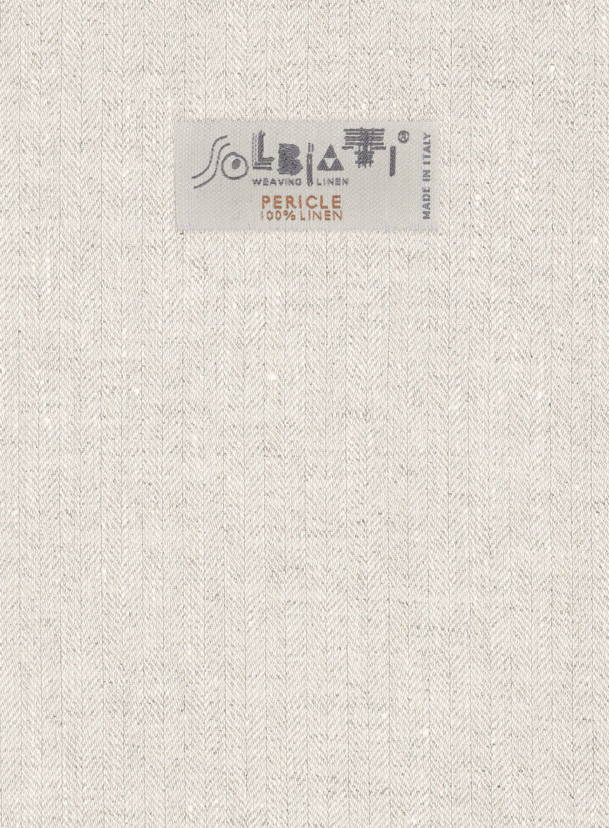 Solbiati Beige Herringbone Linen Pants - Image 3