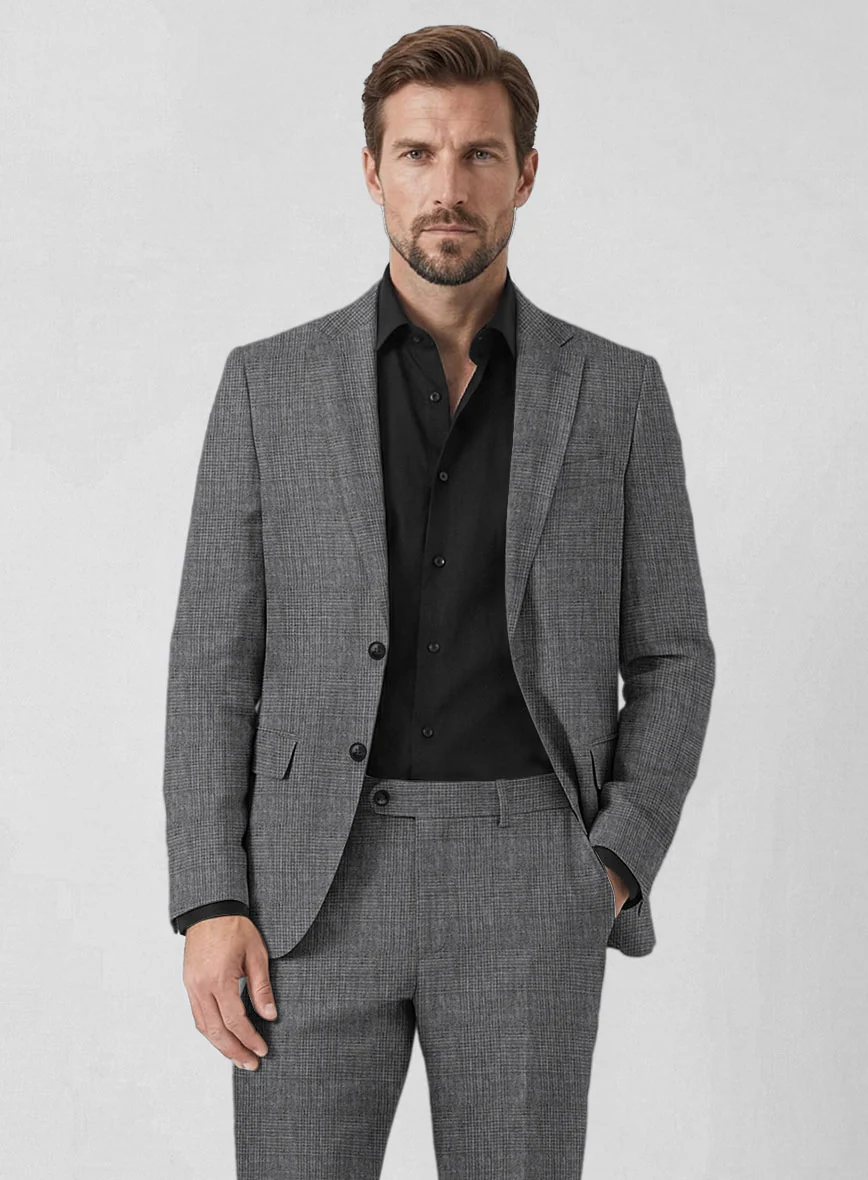 Solbiati Blue Gray Check Linen Jacket - Image 2