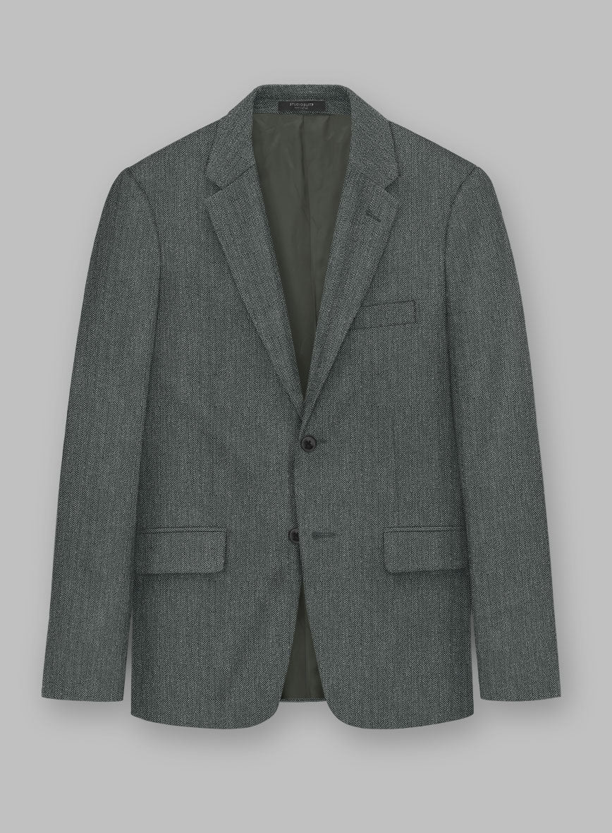 Solbiati Blue Green Herringbone Linen Jacket