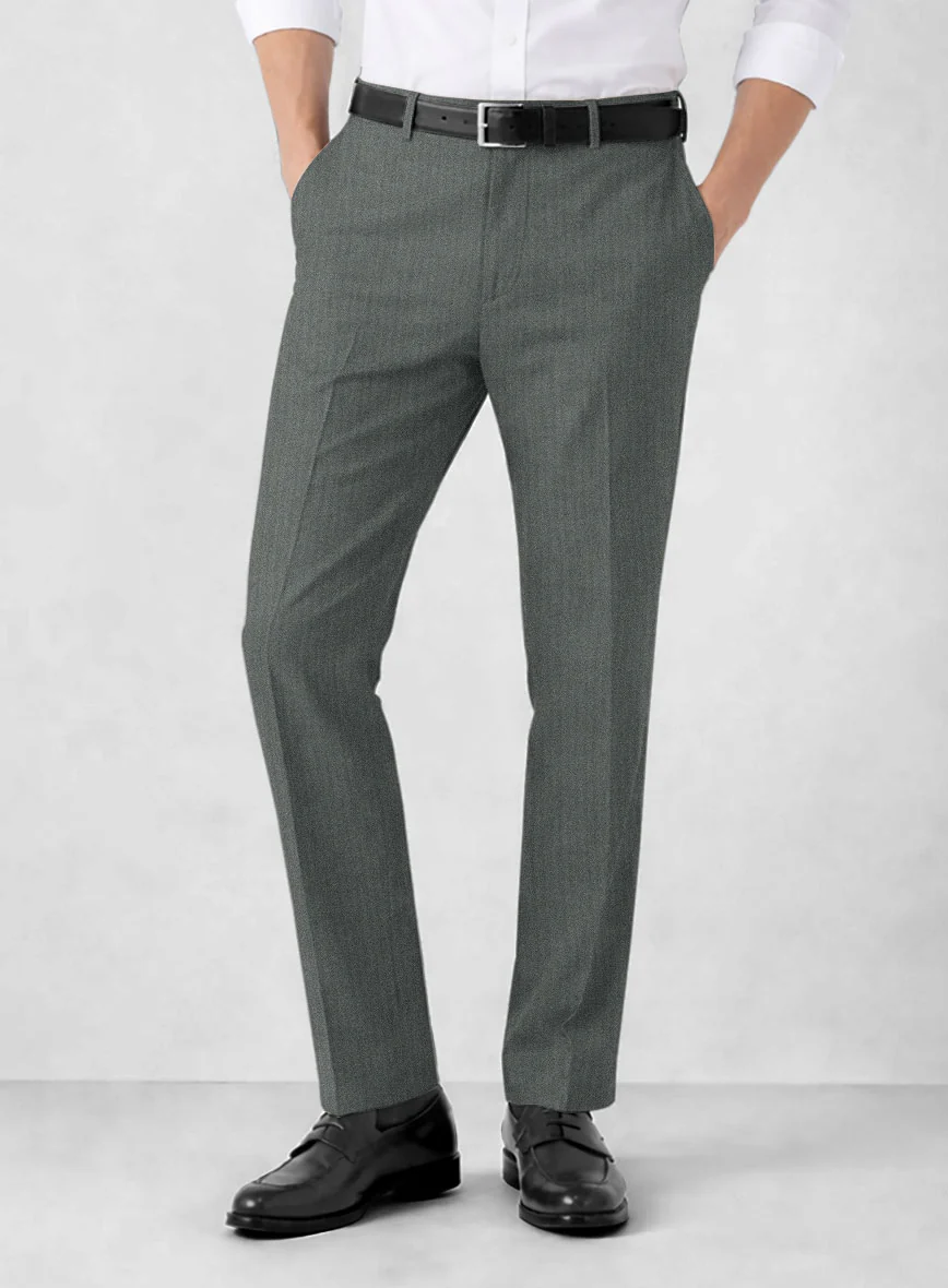 Solbiati Blue Green Herringbone Linen Pants