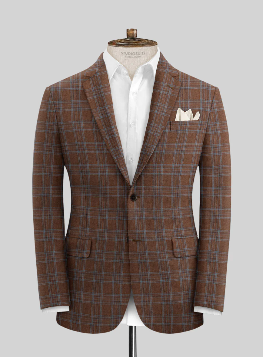 Solbiati Brown Square Linen Jacket