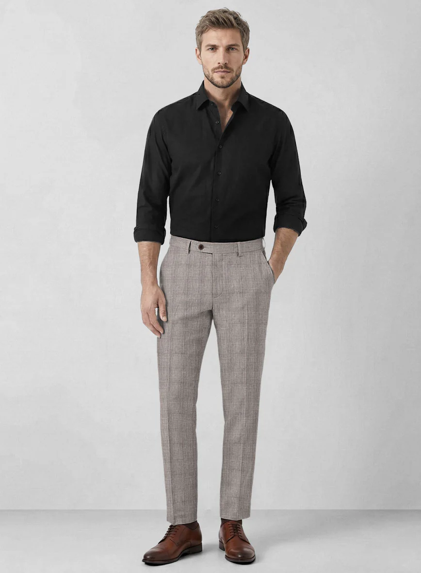 Solbiati Carre Brown Glen Linen Pants