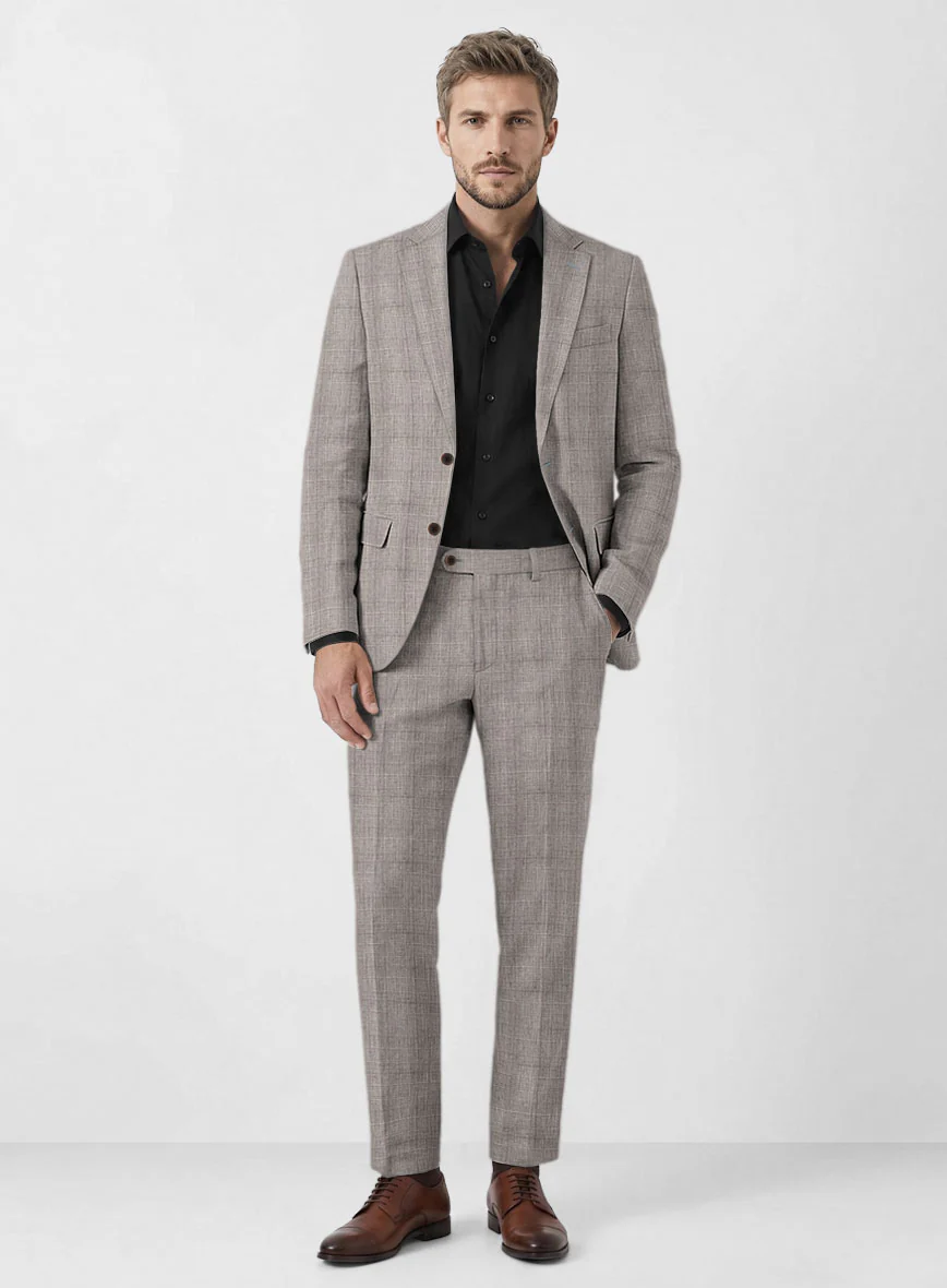 Solbiati Carre Brown Glen Linen Suit