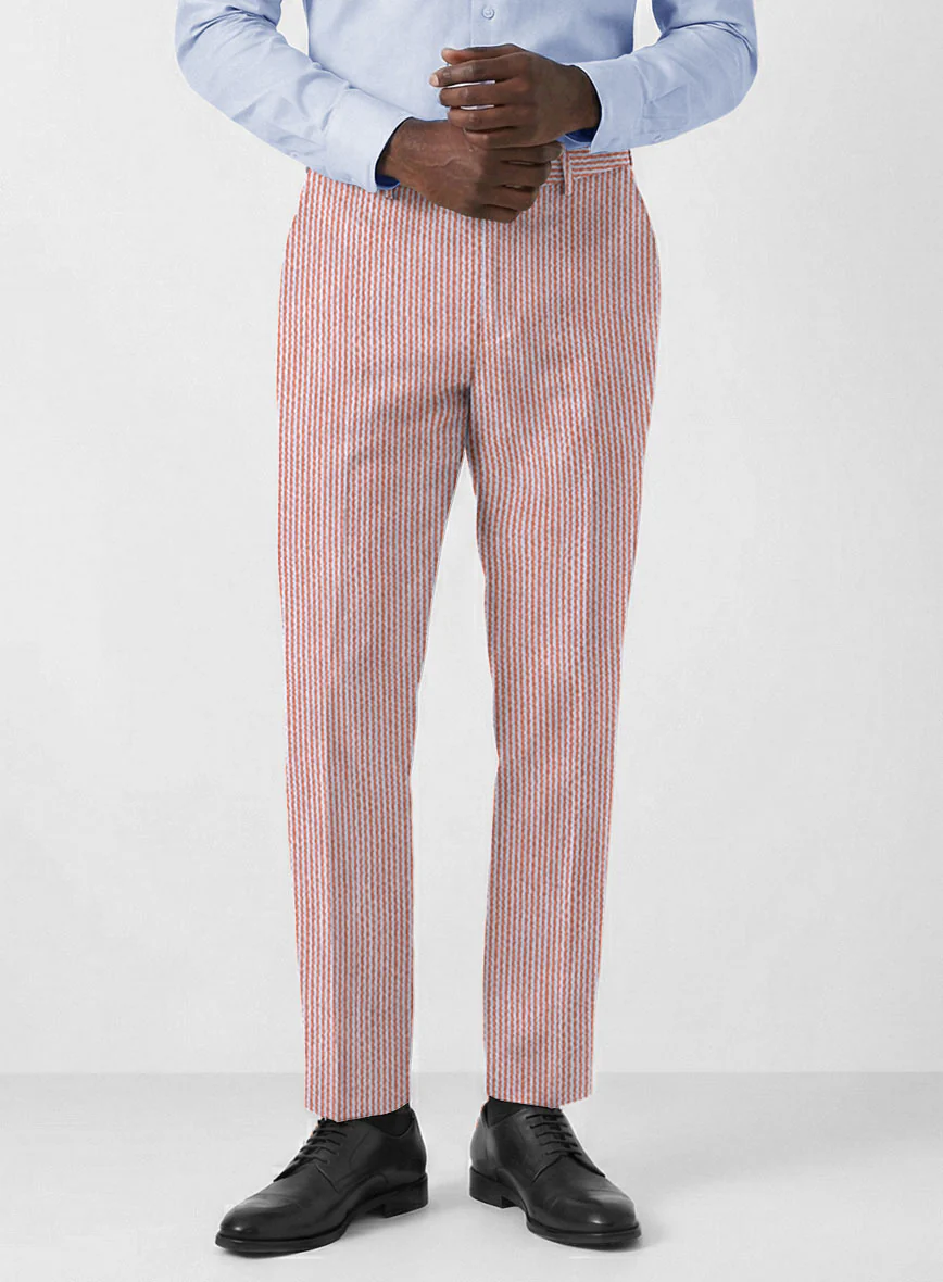 Solbiati Coral Red Seersucker Pants