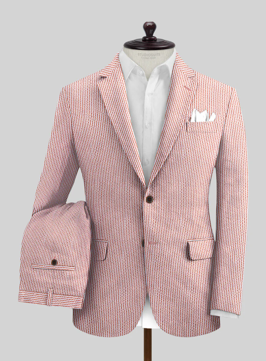 Solbiati Coral Red Seersucker Suit - Image 2