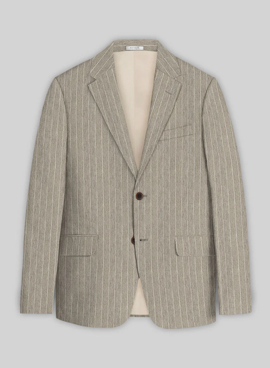 Solbiati Dark Beige Stripe Linen Jacket