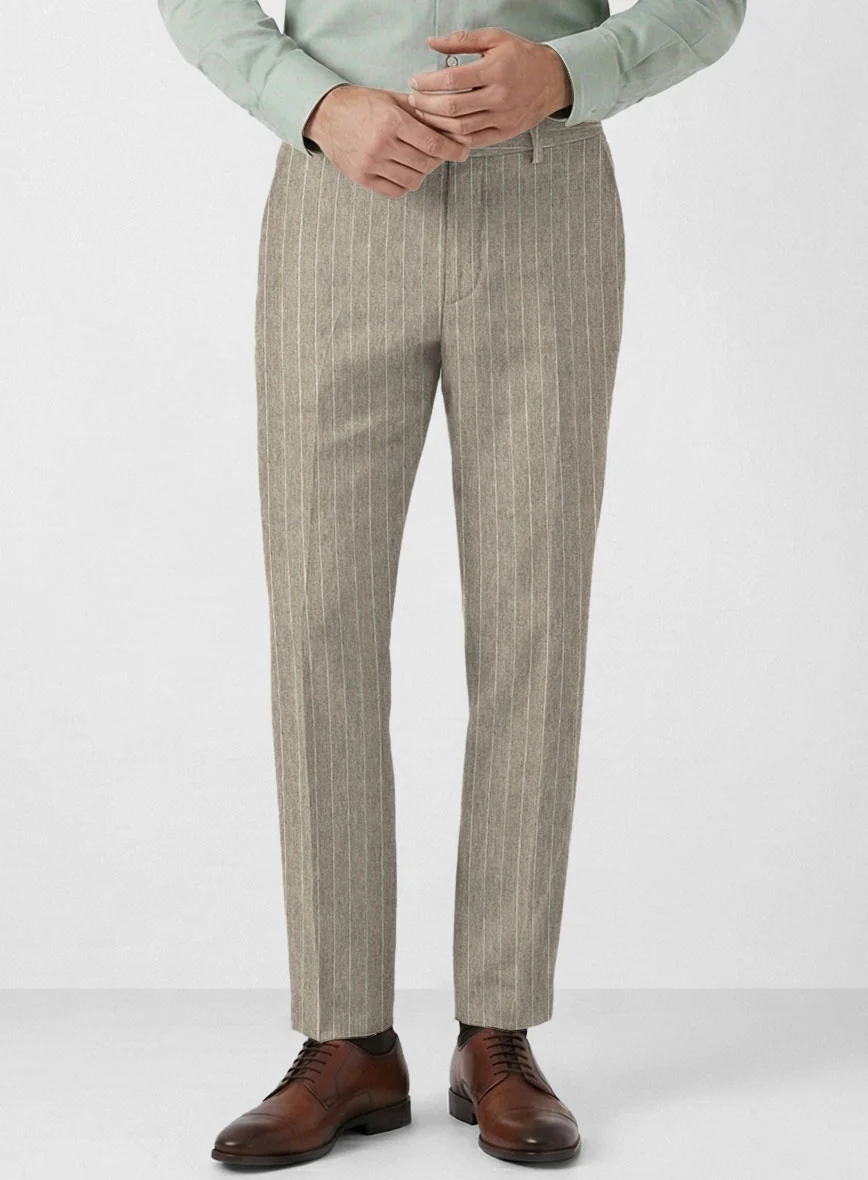 Solbiati Dark Beige Stripe Linen Pants