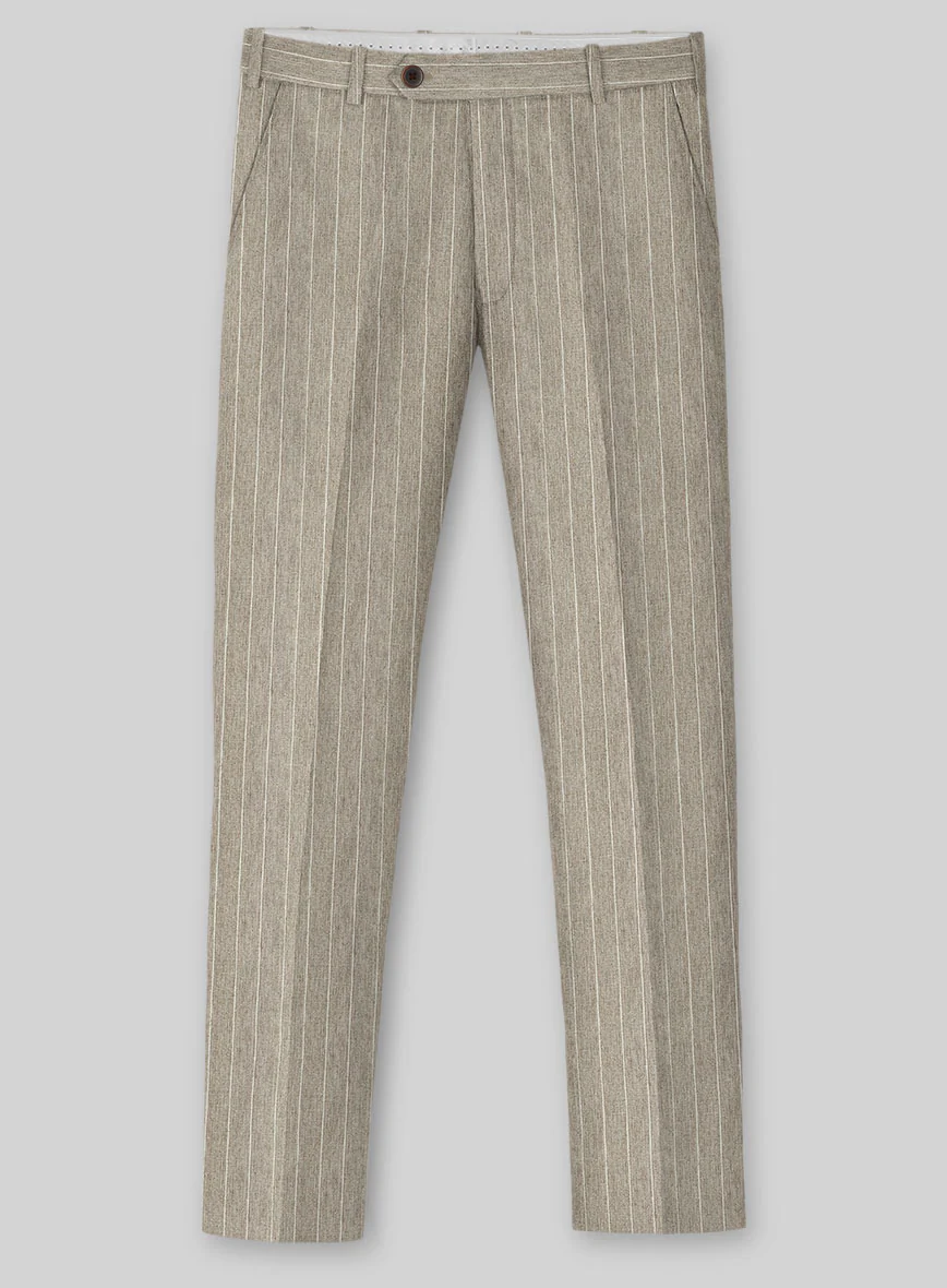Solbiati Dark Beige Stripe Linen Pants - Image 2