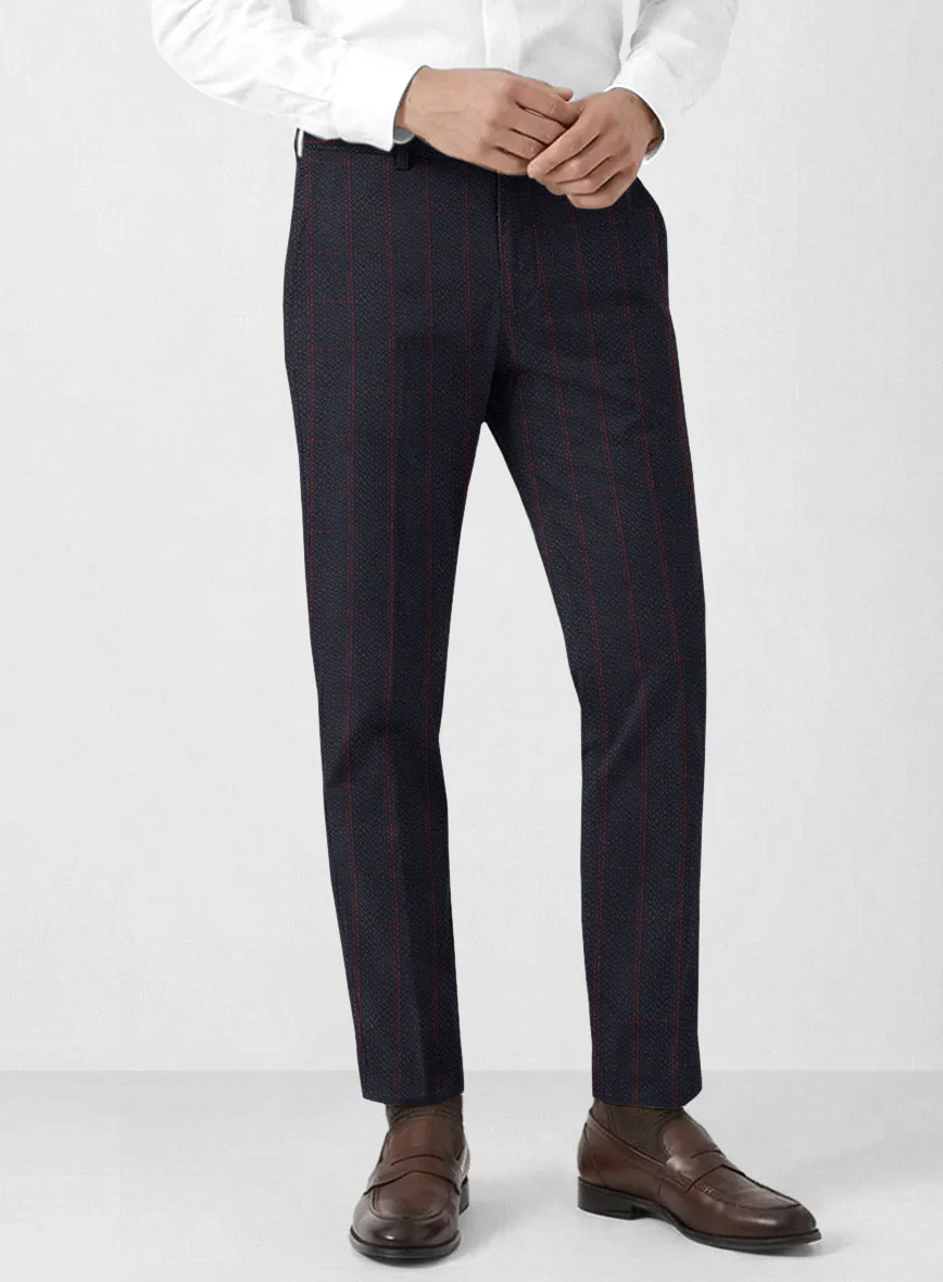 Solbiati Dark Blue Checks Seersucker Pants