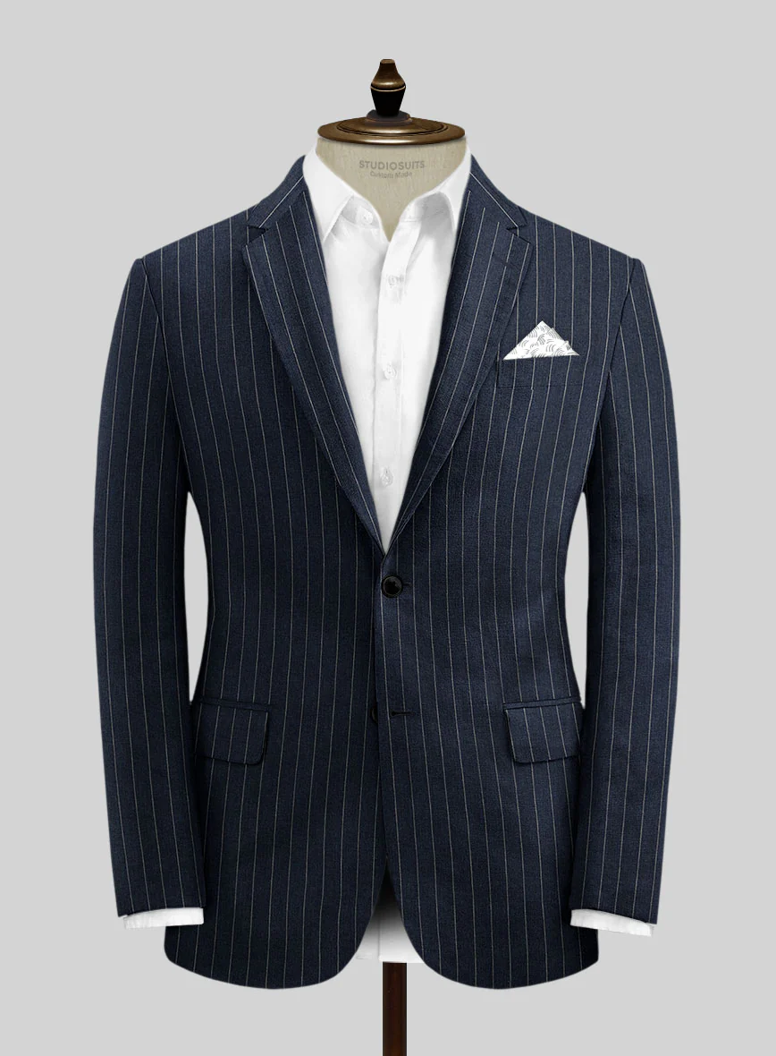 Solbiati Dark Blue Stripe Linen Jacket