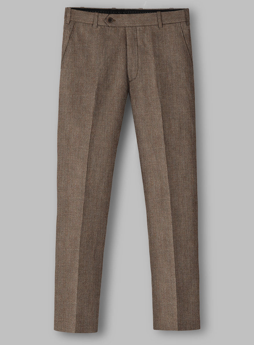 Solbiati Dark Brown Herringbone Linen Pants - Image 2