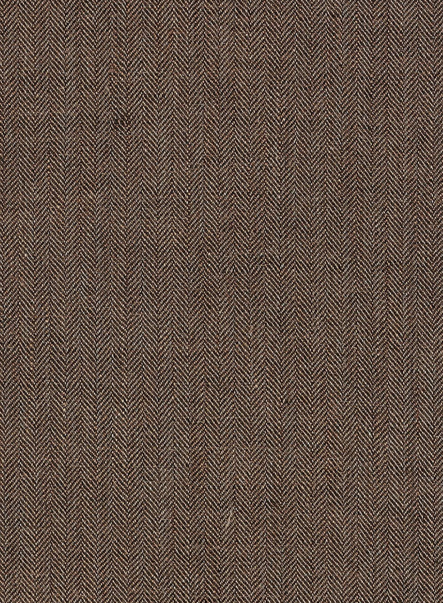 Solbiati Dark Brown Herringbone Linen Pants - Image 4