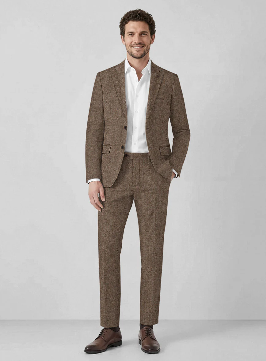 Solbiati Dark Brown Herringbone Linen Suit