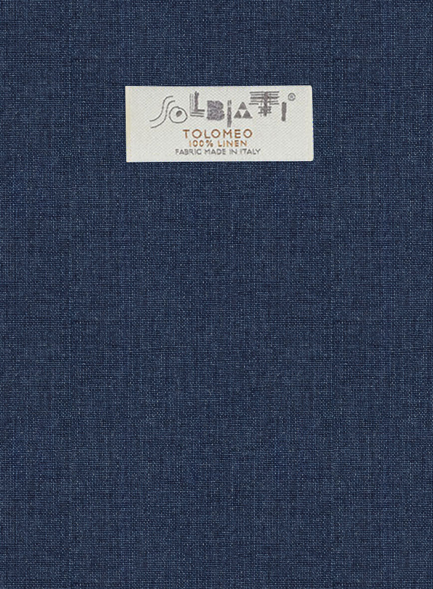 Solbiati Denim Dark Blue Linen Pants - Image 4