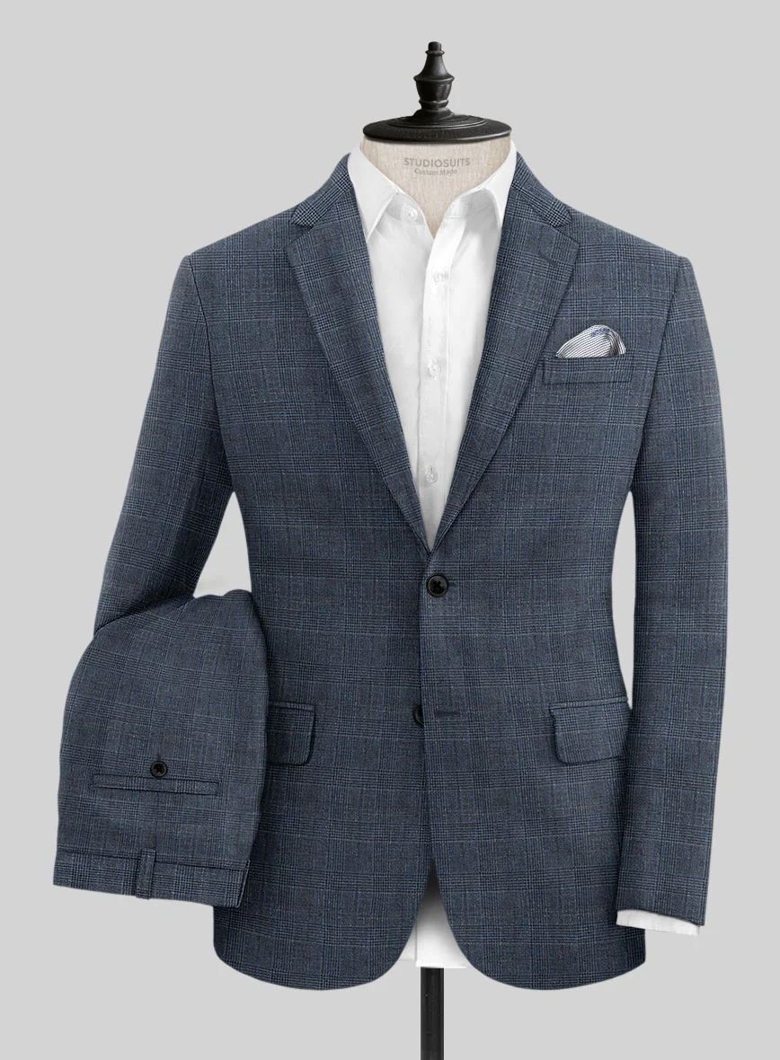 Solbiati Empire Blue Glen Linen Suit - Image 2