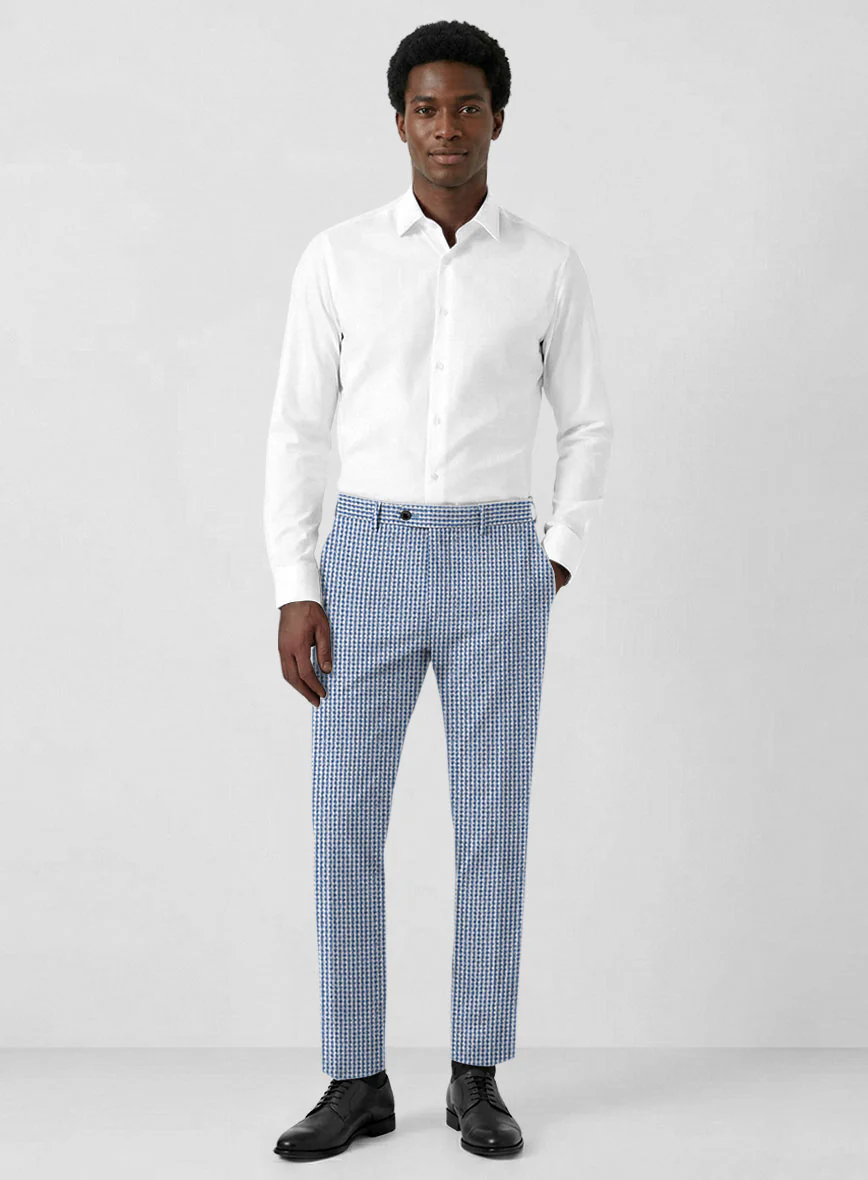 Solbiati Gingham Blue Seersucker Pants - Image 3
