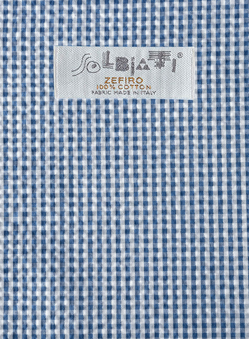 Solbiati Gingham Blue Seersucker Pants - Image 4