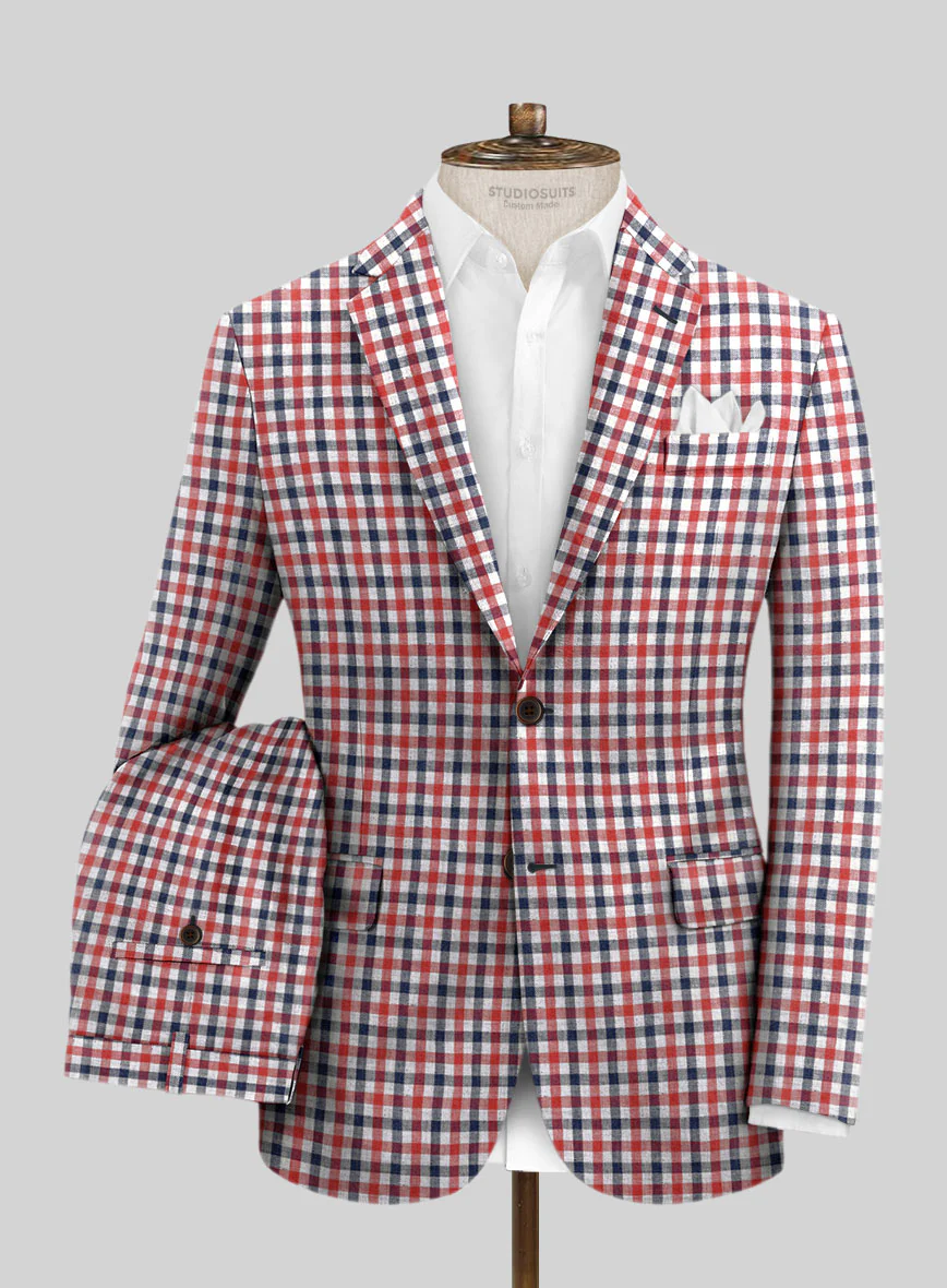 Solbiati Gingham Checks Linen Suit
