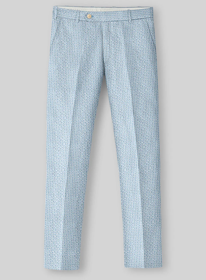 Solbiati Gingham Light Blue Seersucker Pants - Image 2