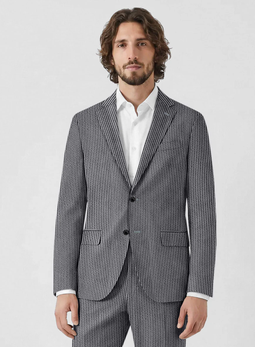 Solbiati Gray Blue Seersucker Jacket - Image 2