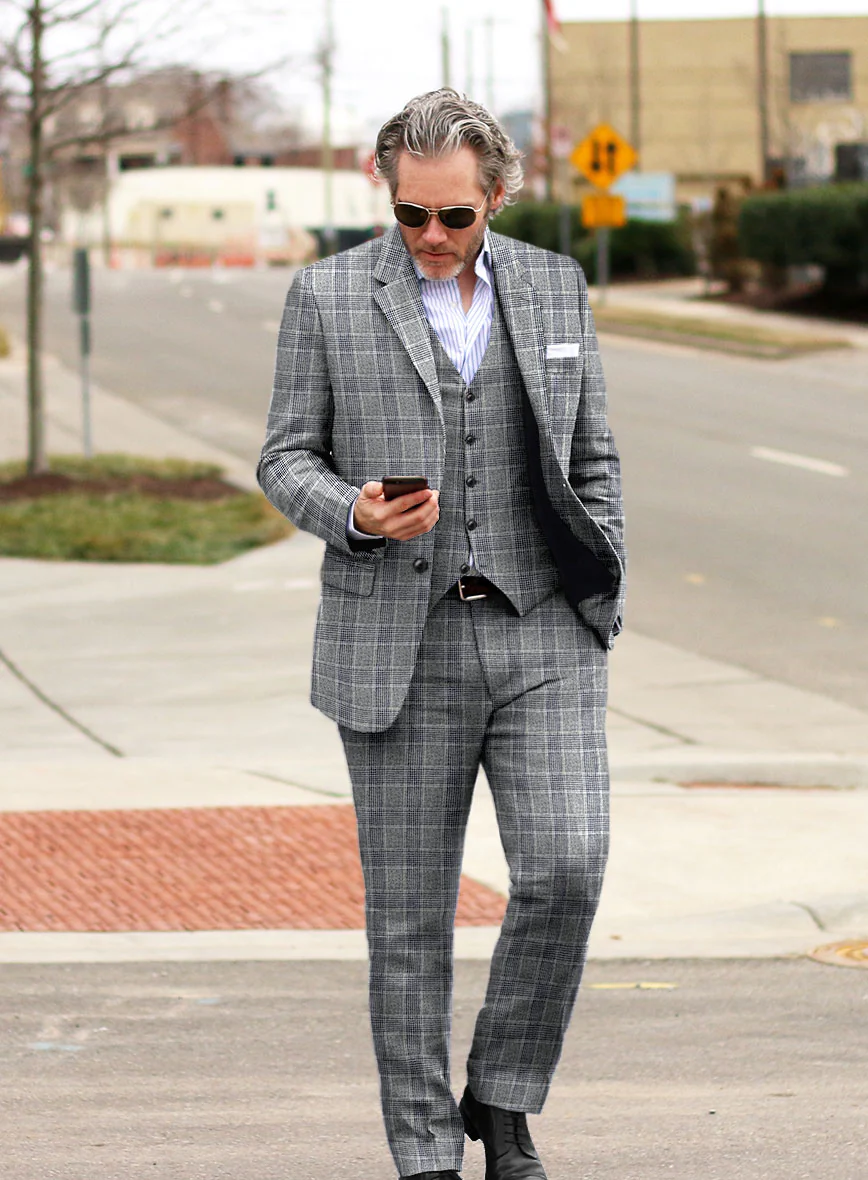 Solbiati Gray Checks Linen Suit - Image 2