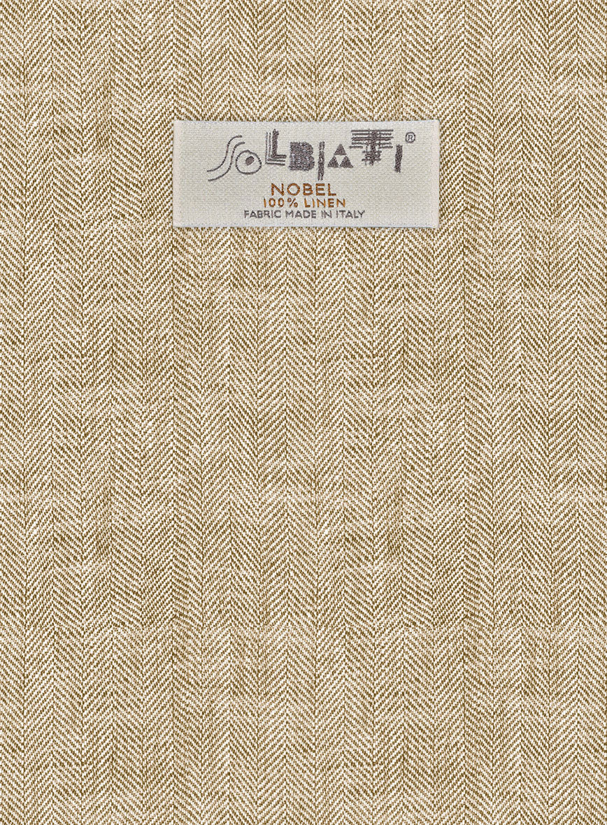 Solbiati Herringbone Beige Linen Pants - Image 3