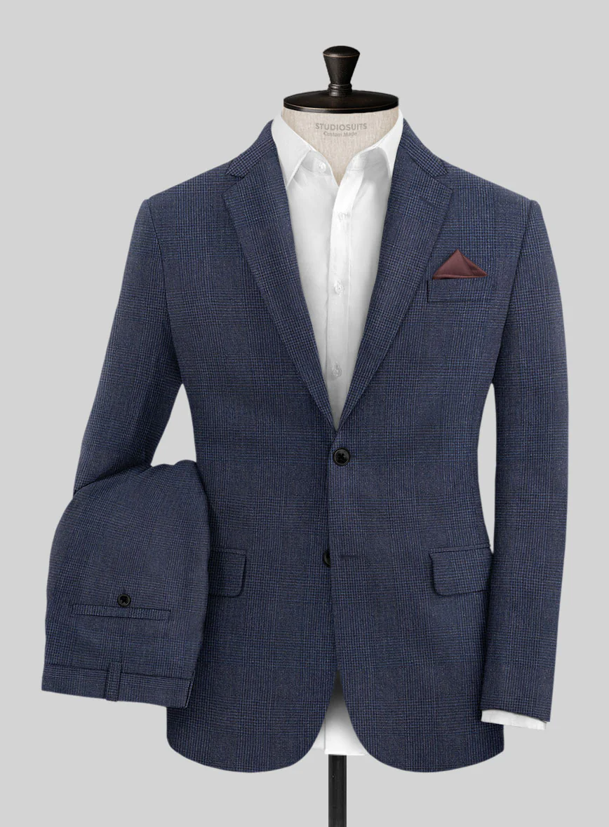 Solbiati Indigo Blue Check Linen Suit - Image 2