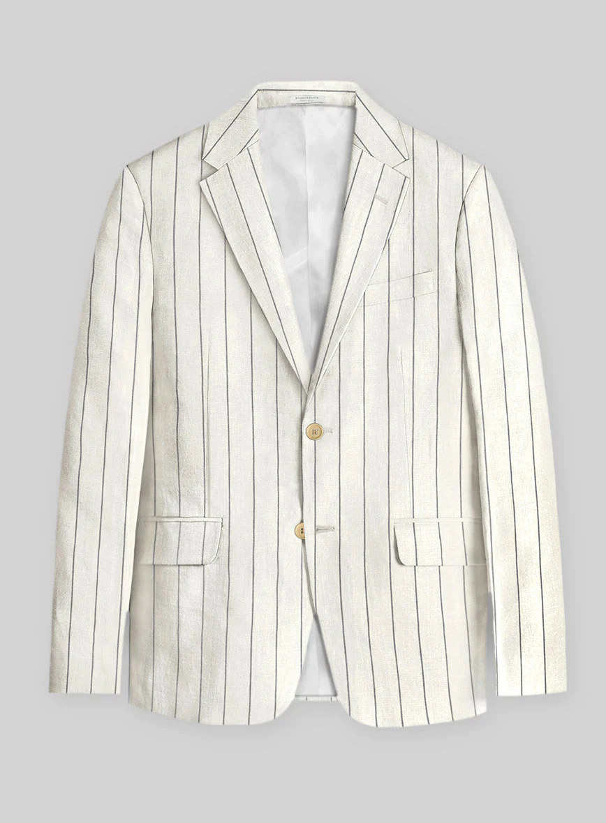 Solbiati Ivory Wide Stripe Linen Jacket