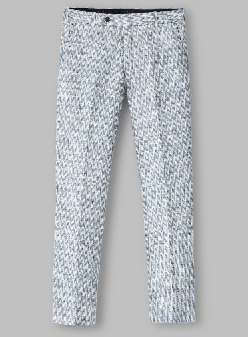 Solbiati Light Blue Herringbone Linen Pants - Image 2