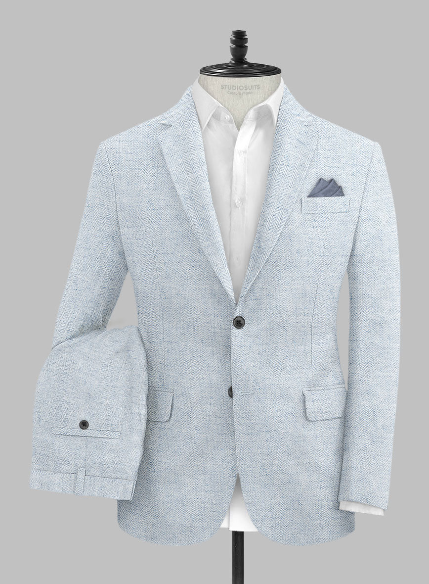 Solbiati Light Blue Herringbone Linen Suit - Image 2