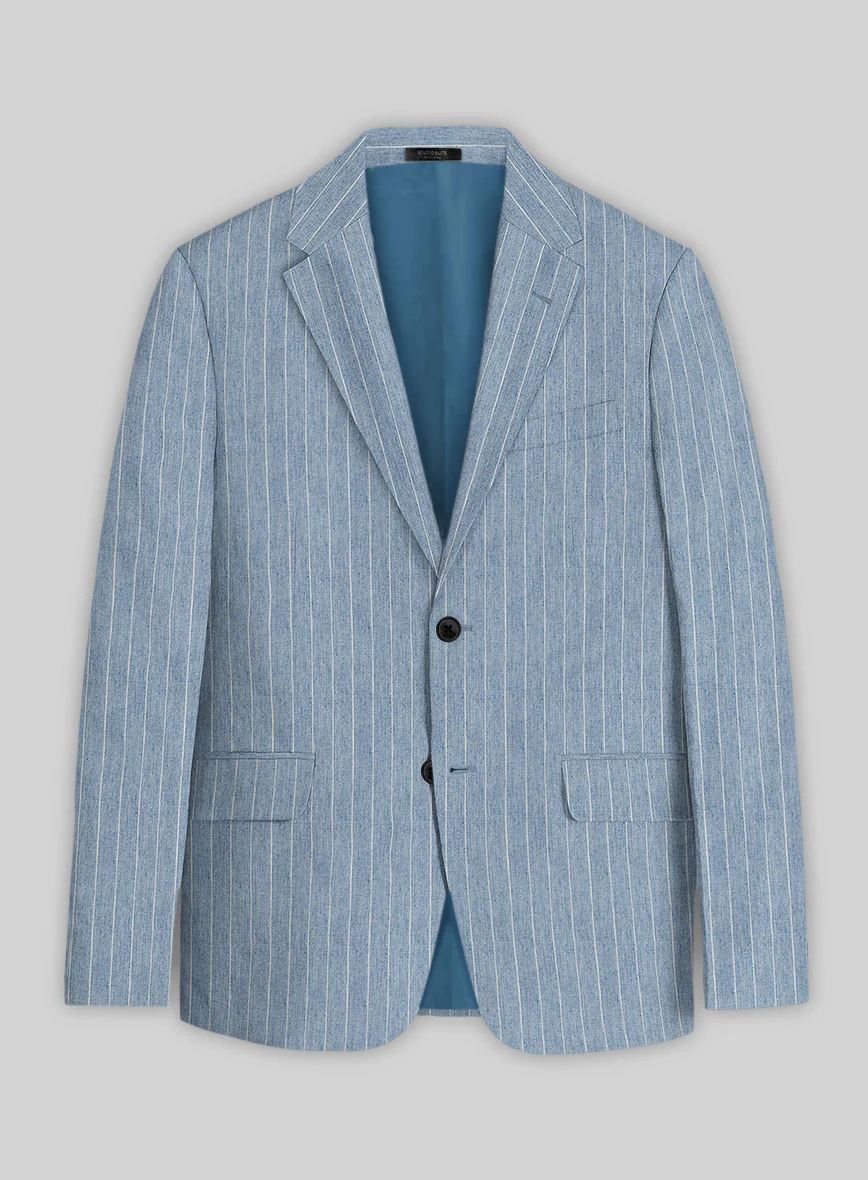 Solbiati Light Blue Stripe Linen Jacket